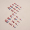 SINSEN Square Press On Nails Medium Length French Tip Heart Design Glossy Pink Fake Nails with Adhesive Glue Stickers Re