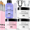 Morovan Acrylic Nail Kit Clear Pink White Powder and Professional Liquid Set for Nail Extension DIY at Home With Brush f