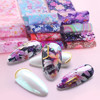 Flowers Nail Art Foil Transfer Stickers Decals Holographic Pink Floral Design Acrylic Nails Supplies for Fingernails Toe