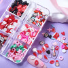 6 Grids Valentines Nail Art Slices Red Lips Designs Heart Nail Charms 3D Colorful Clay Slices Mini Slices for DIY Crafts