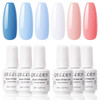 GELLEN Gel Nail Polish Set 6PCS Blue U V Gel Polish Set White Nail Gel Soak Off Nail Polish Kit DIY Manicure Christmas G