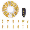 WOKOTO 6 Boxes Gold Nail Charms Studs Rose Star Moon Feather Shape Metal Nail 3D Charm Kit 3D Nail Art Jewelry Decoratio