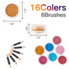 16 Colors Fine Glitter Holographic Nail Glitter Sequins Cosmetic Festival Powder with 6 Small Brushes for Arts and Craft