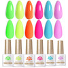 Born Pretty Gel Nail Polish Spring Summer Neon Fluorescent Orange Hot Pink Blue Yellow Green Purple Soak Off U V LED Gel