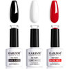 RARJSM Black White Gel Nail Polish Red Nail Polish Set Soak Off Gel Polish 3PCS 75ML UV LED Curing Required NailPolish N