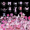 Kikonoke 3D Cute Nail Charms 100 Pieces Rabbit Butterfly Flower Bow Nail Art Charms Mixed Flatback Nail Rhinestones Pear