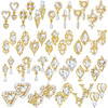 Maitys 52 Pcs Gold Nail Charms Gems Rhinestone Luxury 3D Heart Crystal Pendant Bulk Alloy Nail Tip Dangle Jewels Metal P