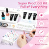 Modelones Poly Nail Gel Kit 8 Rosy Pink Colors with 48W U VLED Lamp Poly Extension Gel Complete Nail Art Tools Professio
