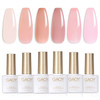 GAOY Jelly Nude Pink Gel Nail Polish Set 6 Transparent Sheer Colors Soak Off UV Light Cure Gel Polish Kit for Salon and