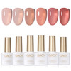 GAOY Jelly Nude Gel Nail Polish Set 6 Transparent Colors Sheer Red Pink Brown Soak Off UV Light Cure Gel Polish Kit for