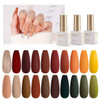 GAOY 23 Pcs Gel Nail Polish Set Fall Brown Red Green Glitter Colors UV Light Cure Gel Nail Kit with Glossy Matte Top Coa