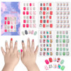 SIUSIO 120 Pcs 5 Pack Children Acrylic Fake Nails Press on Preglue Full Cover Glitter Gradient Color Rainbow Short False