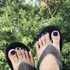 Sakytal Glossy Fake Toenails Blue Solid Color Full Cover False Toe Nail Acrylic Clip Press on Toenail for Women and Girl