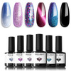 modelones Glitter Gel Nail Polish Set 6 Colors Blue Color Changing Red Cat Eye Magnetic Gel Polish Chameleon Reflective