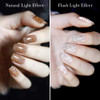 MIZHSE Reflective Gel Nail Polish Glitter Gold Gel Polish Sparkly Shiny Nail Effect Soak Off Nail Art Varnish for Beginn