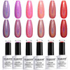 RARJSM Holographic Gel Nail Polish Set Summer Colors Glitter Gel Polishes Kit Rose Gold Hot Pink Red Violet Bright Purpl