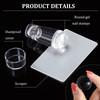 Spakon 6 Pieces Nail Art Stamper Supplies Clear Silicone Stamping Jelly with Scraper Transparent French Tip Nail Art Man