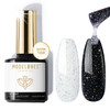modelones Glitter Gel Top Coat Reflective Iridescent Silver Mix Glitter Sparkle Clear Gel Polish No Wipe Glossy Confetti