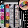Flat Back Rhinestone Kits Colorful RhinestonesCrystal ABTransparent White Face Gems Nail Gem with Quick Dry Makeup GlueP