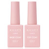 Makartt Gel Top Coat and Base Coat Kit 2 PCS Clear Gloss Shiny No Wipe Stain Resistant General Top Coat Nail Polish UV f
