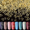 PAGOW 1000pcs 3D Gold Heart Nail Art Metal Charm Kit Love Small Metallic DIY Studs Sequins Valentine Decoration Spring S
