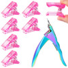 MIKIMIQI 6 Pcs Poly Gel Quick Building Nail Tips Clip Pink Transparent Finger Extension UV LED Builder Nail Tips Clips w