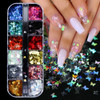 12 Colors Butterfly Glitter Nail Sequins 3D Nail Art Flakes Colorful Confetti Glitter Sticker Decals Manicure Nail Art D