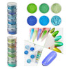 DAGEDA 24 Color Pigment Nail Powder Dust Colorful Iridescent Glitter Ultrafine Luminous Pearlescent HighGloss Halo Powde