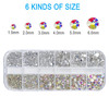 Nail Art Rhinestones Kit HUETFAT 2400pcs Nail Gems Ab Flatback Rhinestones Gems Stones with Storage Organizer BoxWax Pen