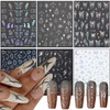 Silver Nail Art Stickers Leopard Butterfly Sun Moon Stars Heart Line Nail SelfAdhesive Sticker Design 3D Silver Nail Tra