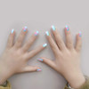 Allstarry 120pcs 5 pack Children Nails Press on Preglue Full Cover Glitter Gradient Color Rainbow Short False Nail Kits