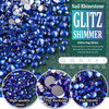 Multi Shapes Dark Blue 3D Glass Crystal Nail Art Rhinestones Kit with Flatback Round Bead Charm Gem Stone Jewelry Diamon