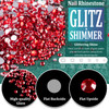 3440PCS 6 Sizes Black and Red Glass Crystal Kit with Pickup Pen Tweezer Tools for Iridescent Shine Nail Art Manicure Mak