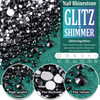 3440PCS 6 Sizes Black and Red Glass Crystal Kit with Pickup Pen Tweezer Tools for Iridescent Shine Nail Art Manicure Mak