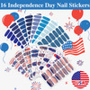 4th of July Nail Wraps DANNEASY 16 Sheets Independence Day Nail Polish Strips for Women Self Adhesive Nail Polish Sticke