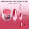 28gBox Red and White Temperature Color Change Shine Glitter Dip Powder Nails Dipping Nails Longlasting Nails No UV Light
