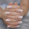 Coolnail Holo Glitter Pink Nude French Ballerina Coffin False Nails Gradient Natural Press on Fake Nails Tips Daily Offi