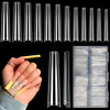 504Pcs Clear Coffin Nail Tips for Acrylic Nails Professional XXXL Extra Long No C Curve Coffin Straight Acrylic Nail Tip