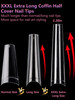 504Pcs Clear Coffin Nail Tips for Acrylic Nails Professional XXXL Extra Long No C Curve Coffin Straight Acrylic Nail Tip