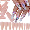 500pc Nude Pink Press on Coffin Nails Painted Acrylic Nail Art Tips Artificial Fingernails False Nails Full Cover Party