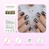 Coolnail Dark Smoky Gray Reflective Mirror Metal Plating False French Acrylic Nail Tips Punk Metallic Square Fake Nails