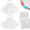JASSINS 100 Pcs Clear Fanshaped False Nail Swatch Sticks Nail Polish Practice Display Art Tips Nail Sample Sticks With M