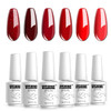 Vishine Glamour Red Gel Nail Polish Kit 8ML 6 Bottles Soak Off Nail Gel Polish Manicure Series UV LED Lamp Required Gift