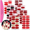 SILPECWEE 8 Sheets Red Nail Polish Strips for Women Sticker Nail Polish Nail Stickers Full Nail Wraps Self Adhesive Nail