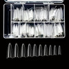 BeYou Clear Long Stiletto 500pcs False Fake Gel Nail Tips10 Sizes With Clear Plastic Case For Nail Salon Nail Shop