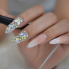 Luxury Fake Nails Designer Extra Long Ombre French Jewelry Predesigned Nails Natural Stiletto AB Stones Decoration Tips