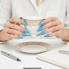 EDA LUXURY BEAUTY BLUE GLAMOROUS DESIGN Full Cover Press On Gel Glitter Artificial Nail Tips Shiny Acrylic Extreme False