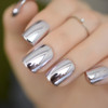Coolnail Shiny Punk Style Metallic Light Purple False Fake Nails Metal Plating Acrylic Short Reflective Mirror Press on