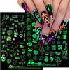 Halloween Nail Art Stickers 3D Luminous Nail Decals Self Adhesive Acrylic Nail Art Supplies Pumpkin Spider Specter Desig