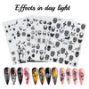 Halloween Nail Art Stickers 3D Luminous Nail Decals Self Adhesive Acrylic Nail Art Supplies Pumpkin Spider Specter Desig